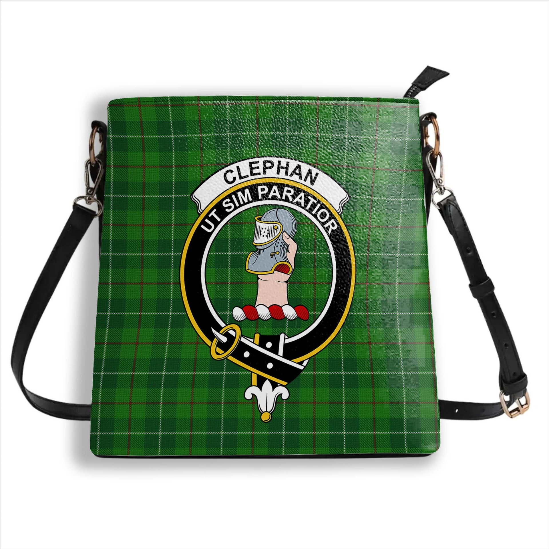 ScotsTee Shop Scottish Clephane Crest Tartan Bucket Bag Ladies Shoulder Bag Midi