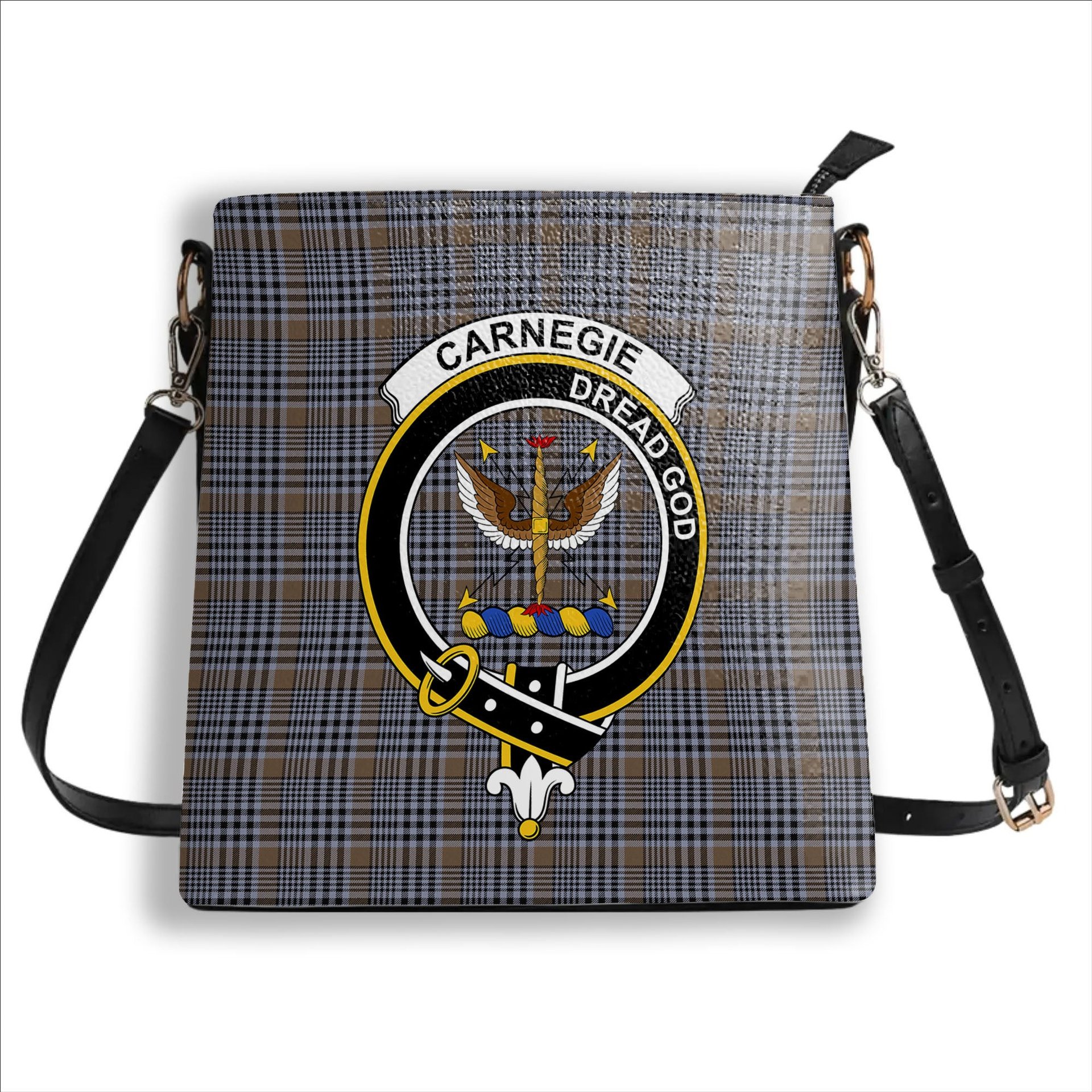 ScotsTee Shop Scottish Carnegie Check Ancient Crest Tartan Bucket Bag Ladies Shoulder Bag Midi