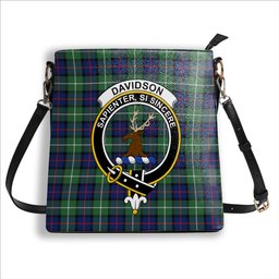 ScotsTee Shop Scottish Davidson of Tulloch Modern Crest Tartan Bucket Bag Ladies Shoulder Bag Midi