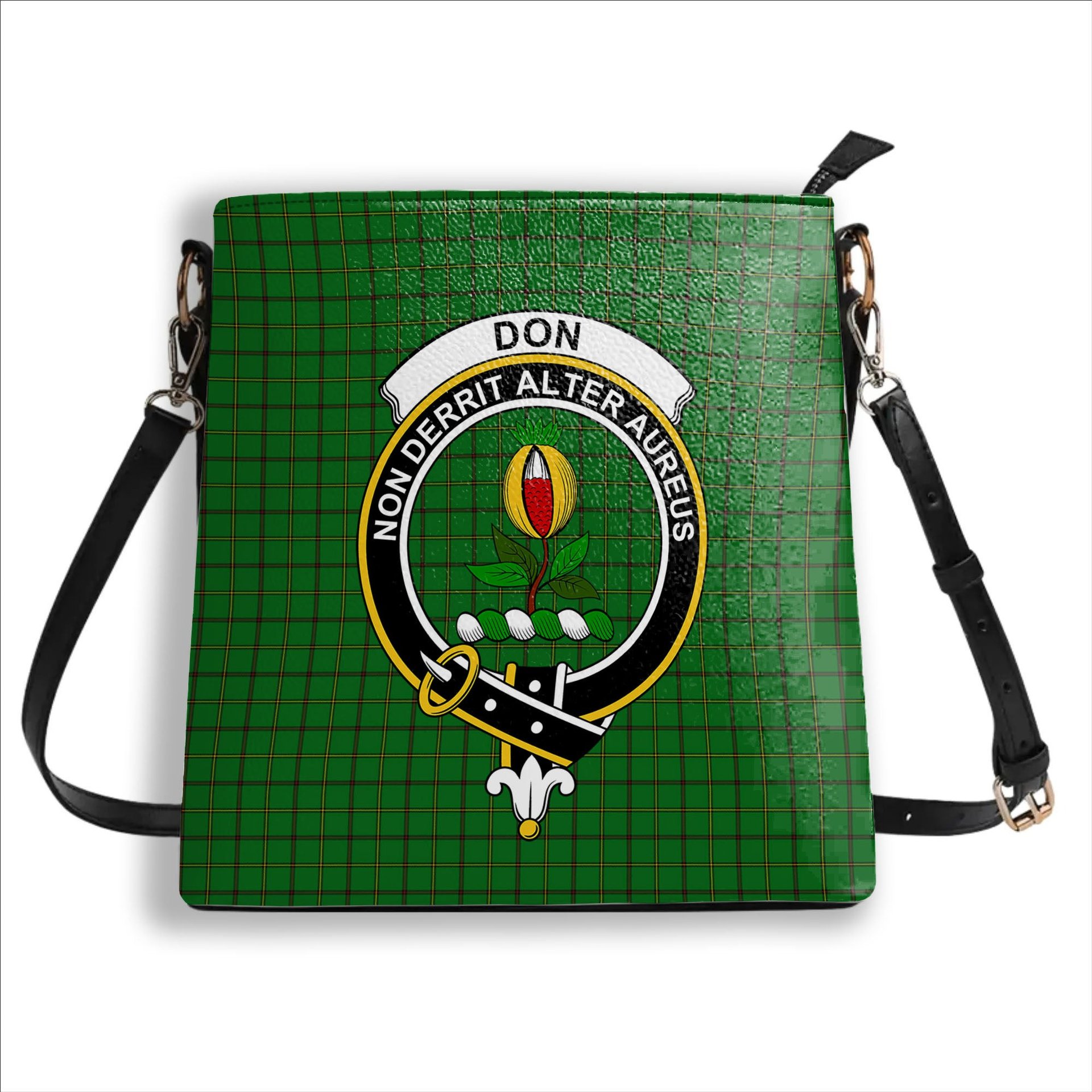 ScotsTee Shop Scottish Don (Tribe-of-Mar) Crest Tartan Bucket Bag Ladies Shoulder Bag Midi