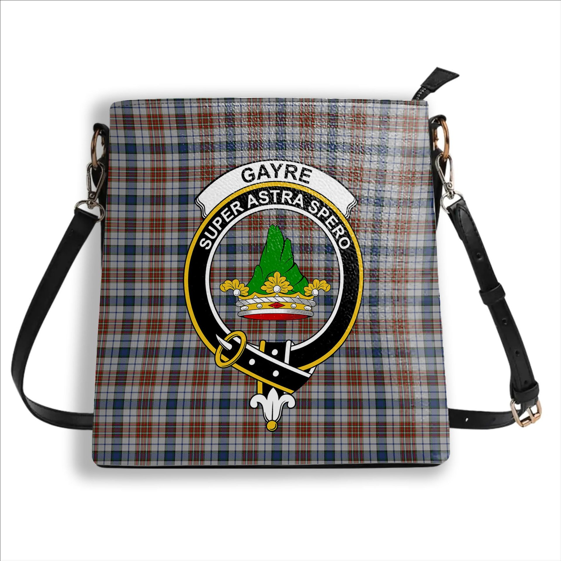 ScotsTee Shop Scottish Gayre Arisaidh Crest Tartan Bucket Bag Ladies Shoulder Bag Midi