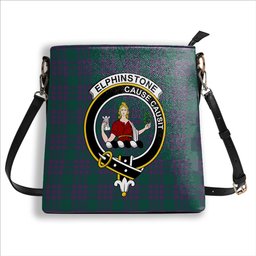 ScotsTee Shop Scottish Elphinstone Modern Crest Tartan Bucket Bag Ladies Shoulder Bag Midi