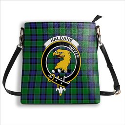 ScotsTee Shop Scottish Haldane Crest Tartan Bucket Bag Ladies Shoulder Bag Midi