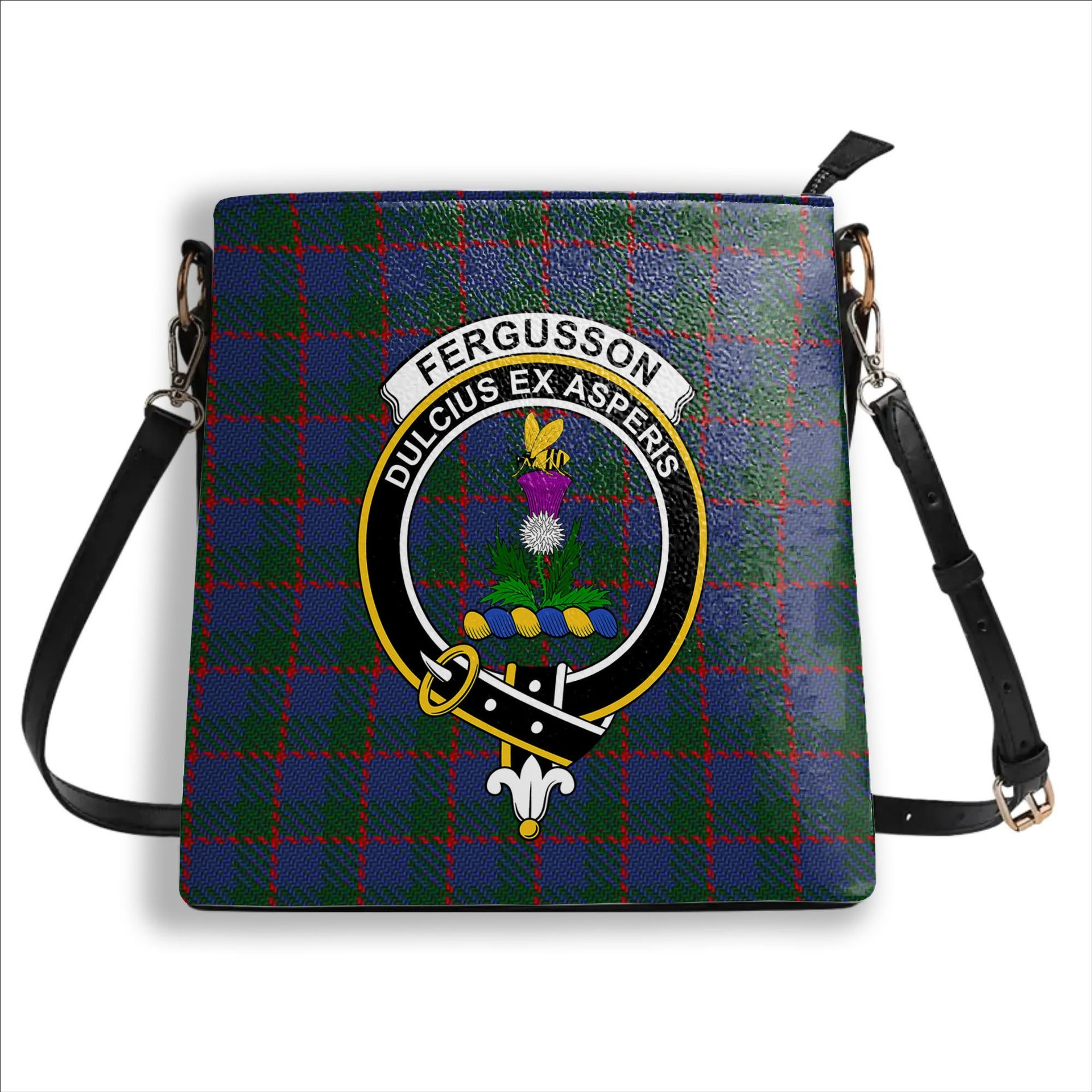 ScotsTee Shop Scottish Ferguson 1819 Crest Tartan Bucket Bag Ladies Shoulder Bag Midi