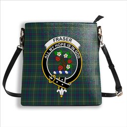 ScotsTee Shop Scottish Fraser Gathering Hunting Modern Crest Tartan Bucket Bag Ladies Shoulder Bag Midi