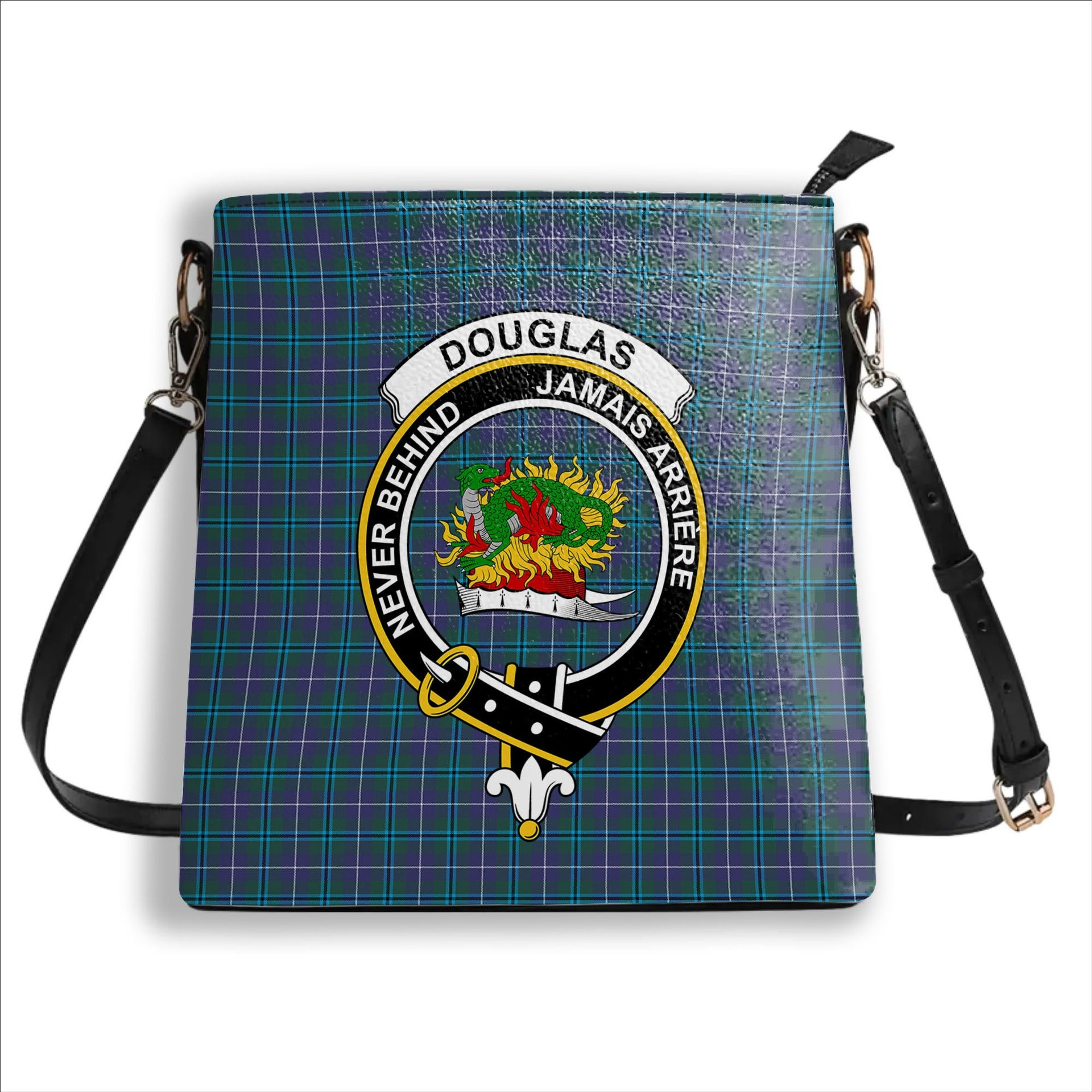 ScotsTee Shop Scottish Douglas SC Crest Tartan Bucket Bag Ladies Shoulder Bag Midi