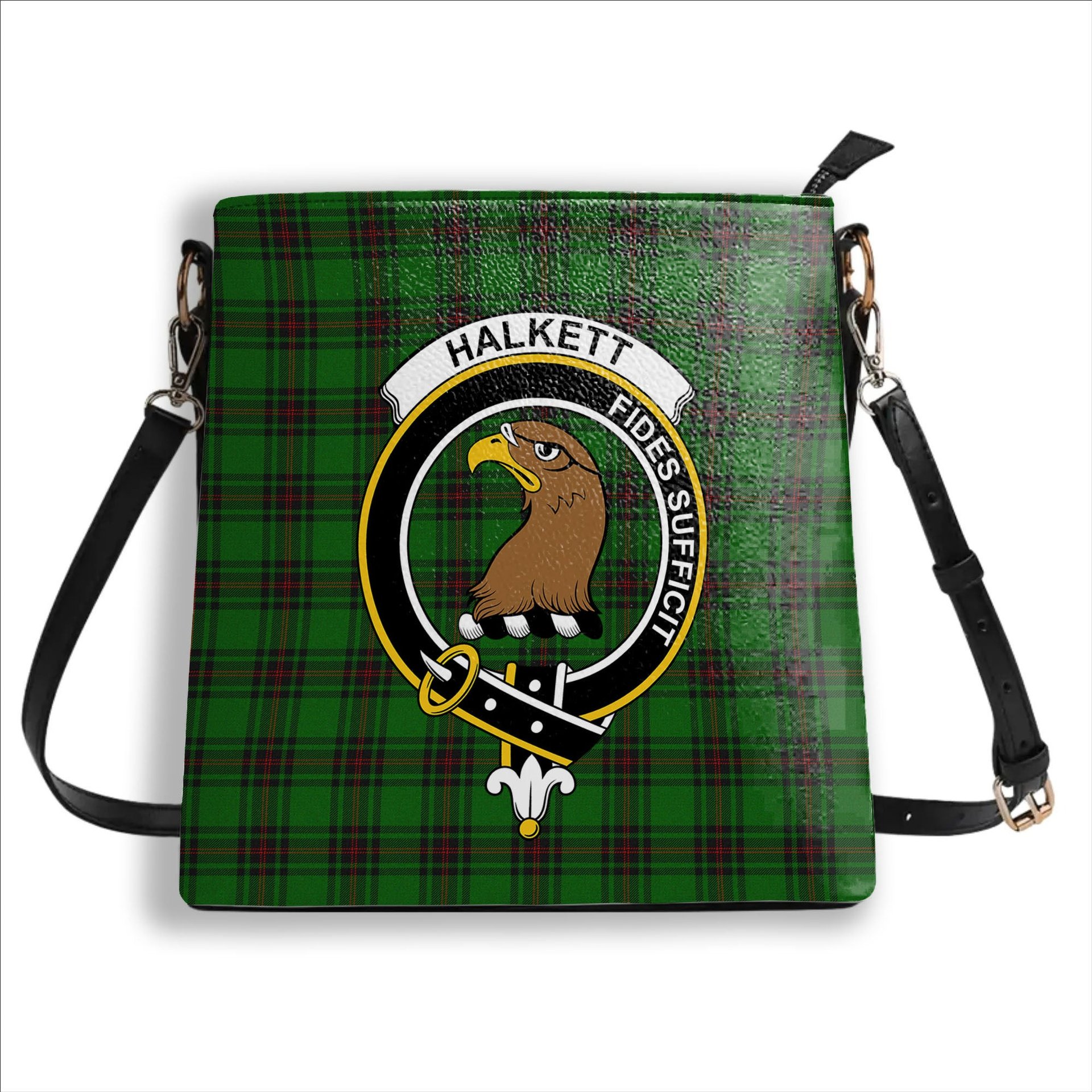 ScotsTee Shop Scottish Halkett Crest Tartan Bucket Bag Ladies Shoulder Bag Midi