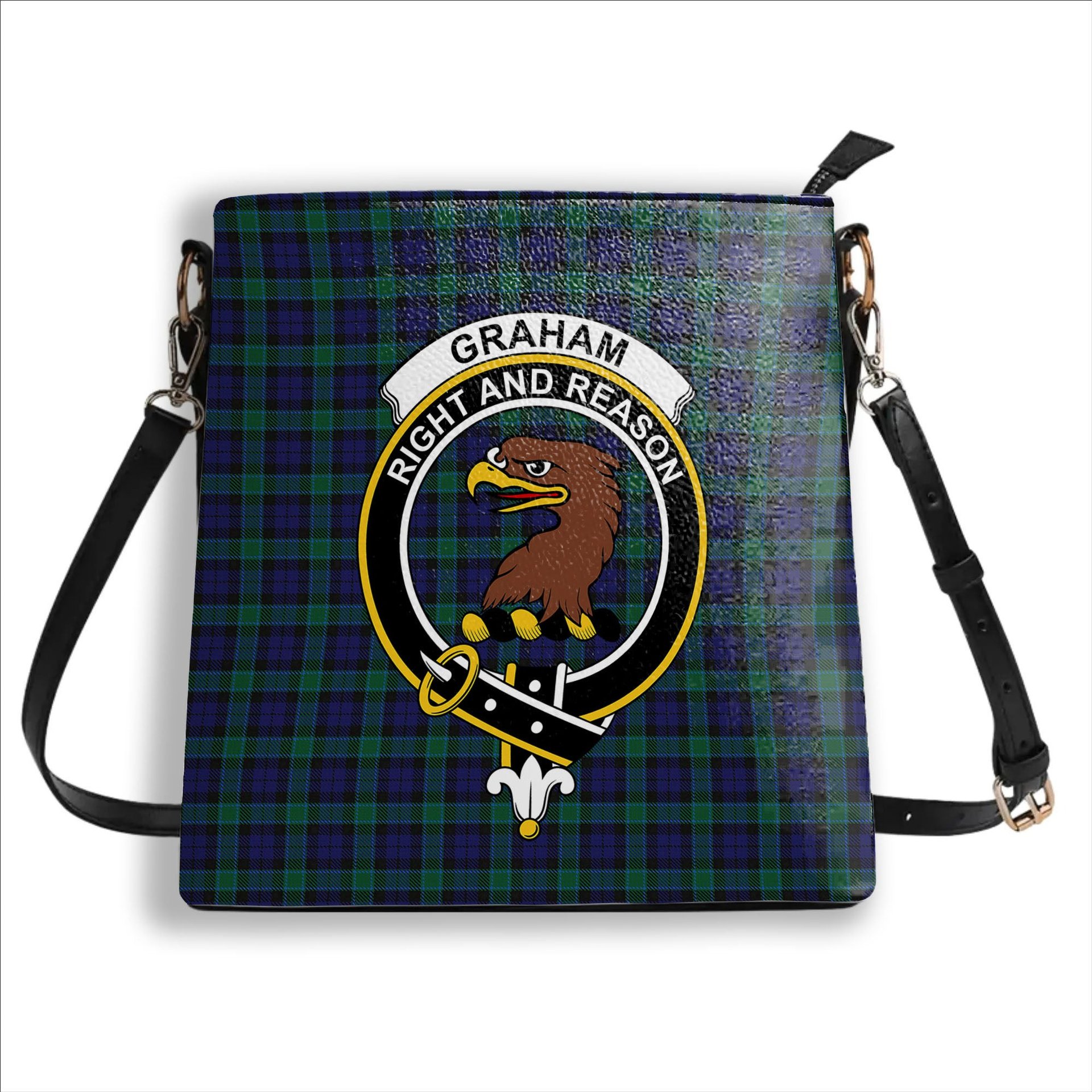 ScotsTee Shop Scottish Graham of Menteith Crest Tartan Bucket Bag Ladies Shoulder Bag Midi