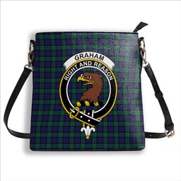 ScotsTee Shop Scottish Graham of Menteith Crest Tartan Bucket Bag Ladies Shoulder Bag Midi