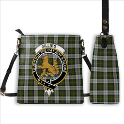 ScotsTee Shop Scottish Gillies Dress Green Crest Tartan Bucket Bag Ladies Shoulder Bag Midi