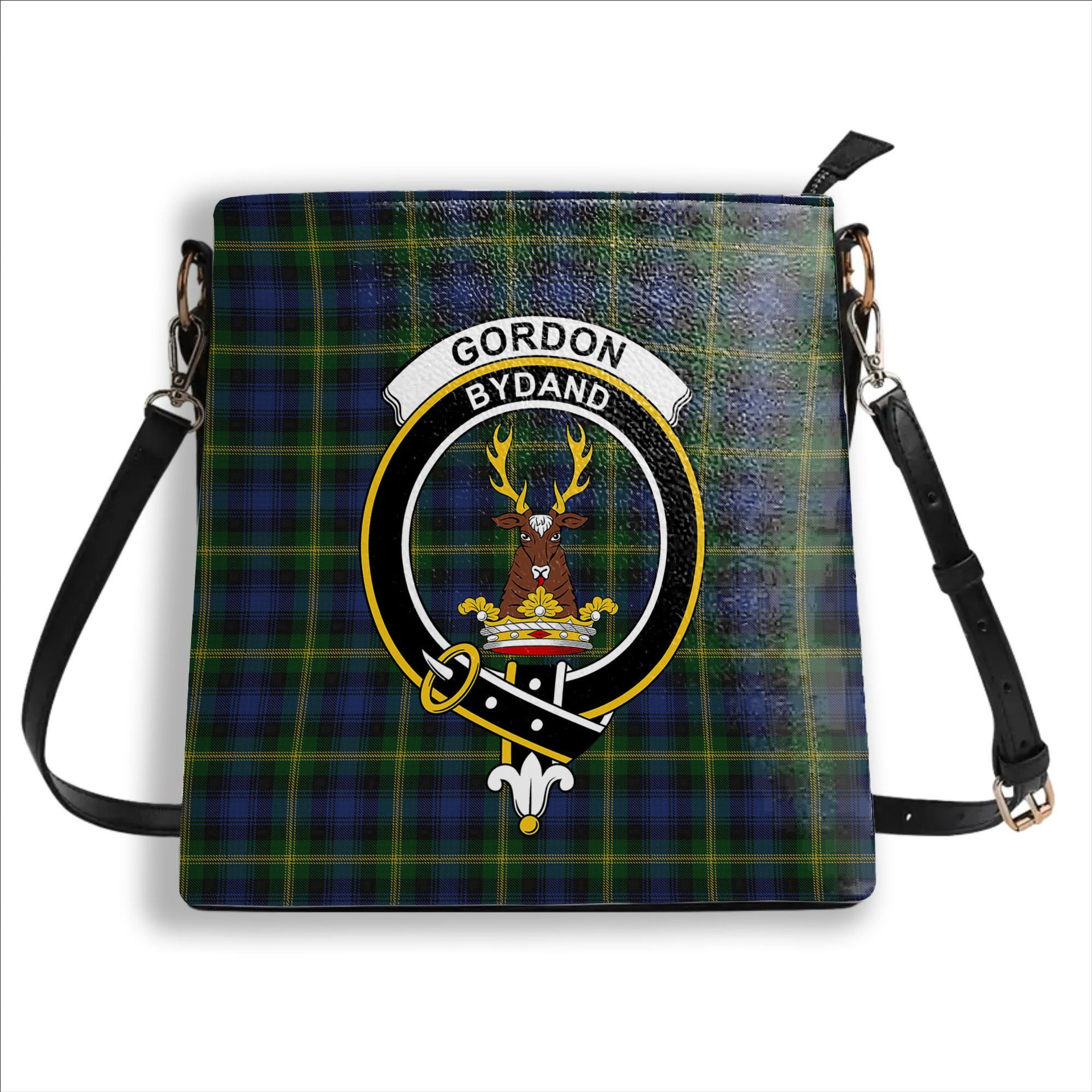 ScotsTee Shop Scottish Gordon 2 Crest Tartan Bucket Bag Ladies Shoulder Bag Midi