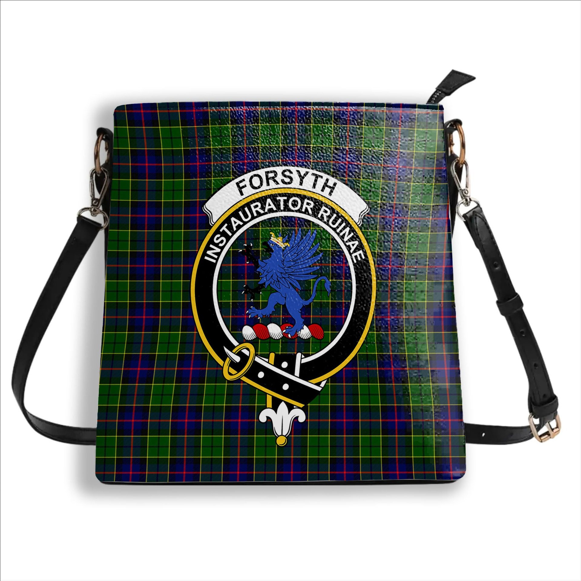 ScotsTee Shop Scottish Forsyth Modern Crest Tartan Bucket Bag Ladies Shoulder Bag Midi