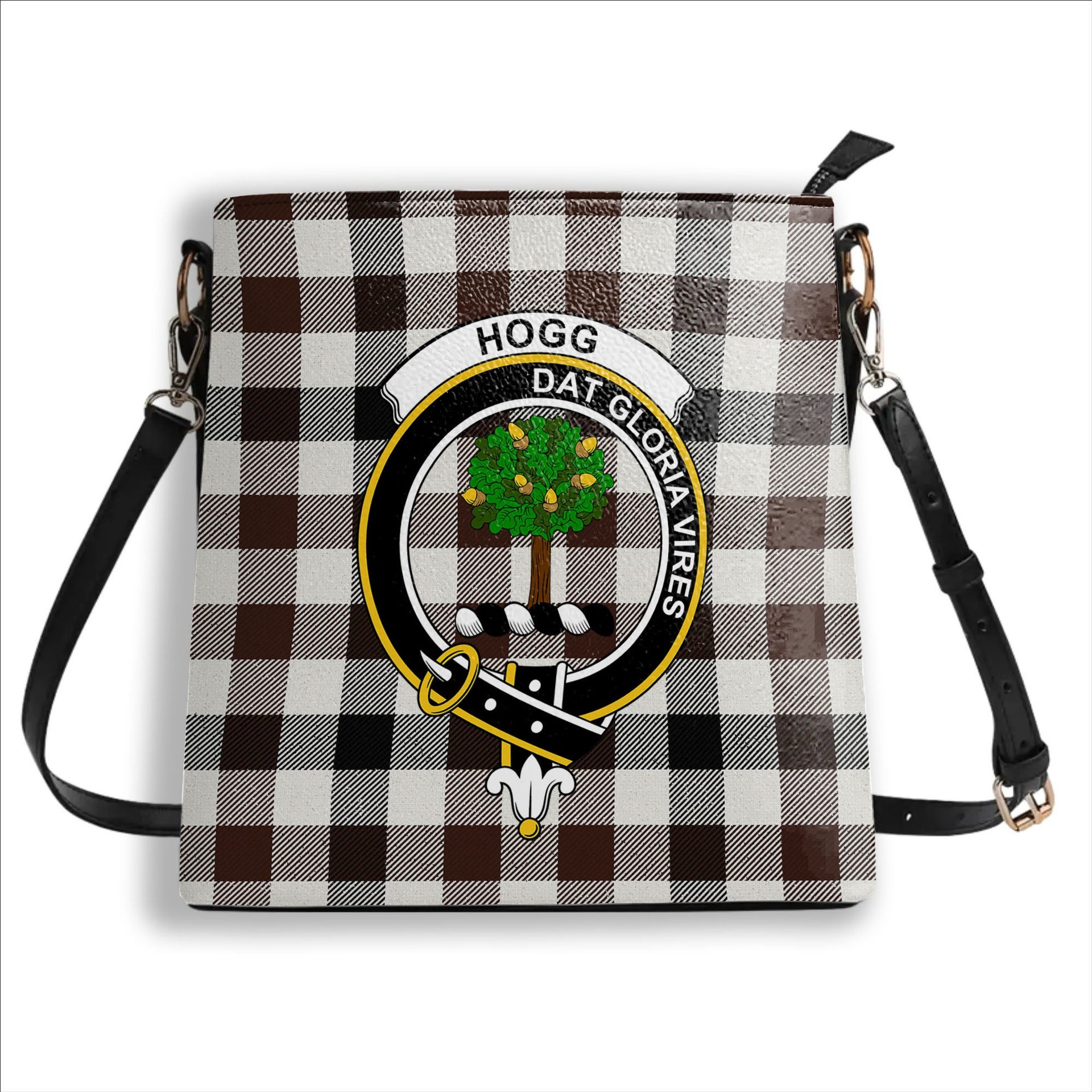ScotsTee Shop Scottish Hogg Modern Crest Tartan Bucket Bag Ladies Shoulder Bag Midi
