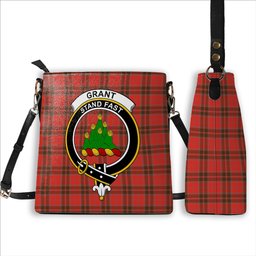 ScotsTee Shop Scottish Grant Weathered Crest Tartan Bucket Bag Ladies Shoulder Bag Midi