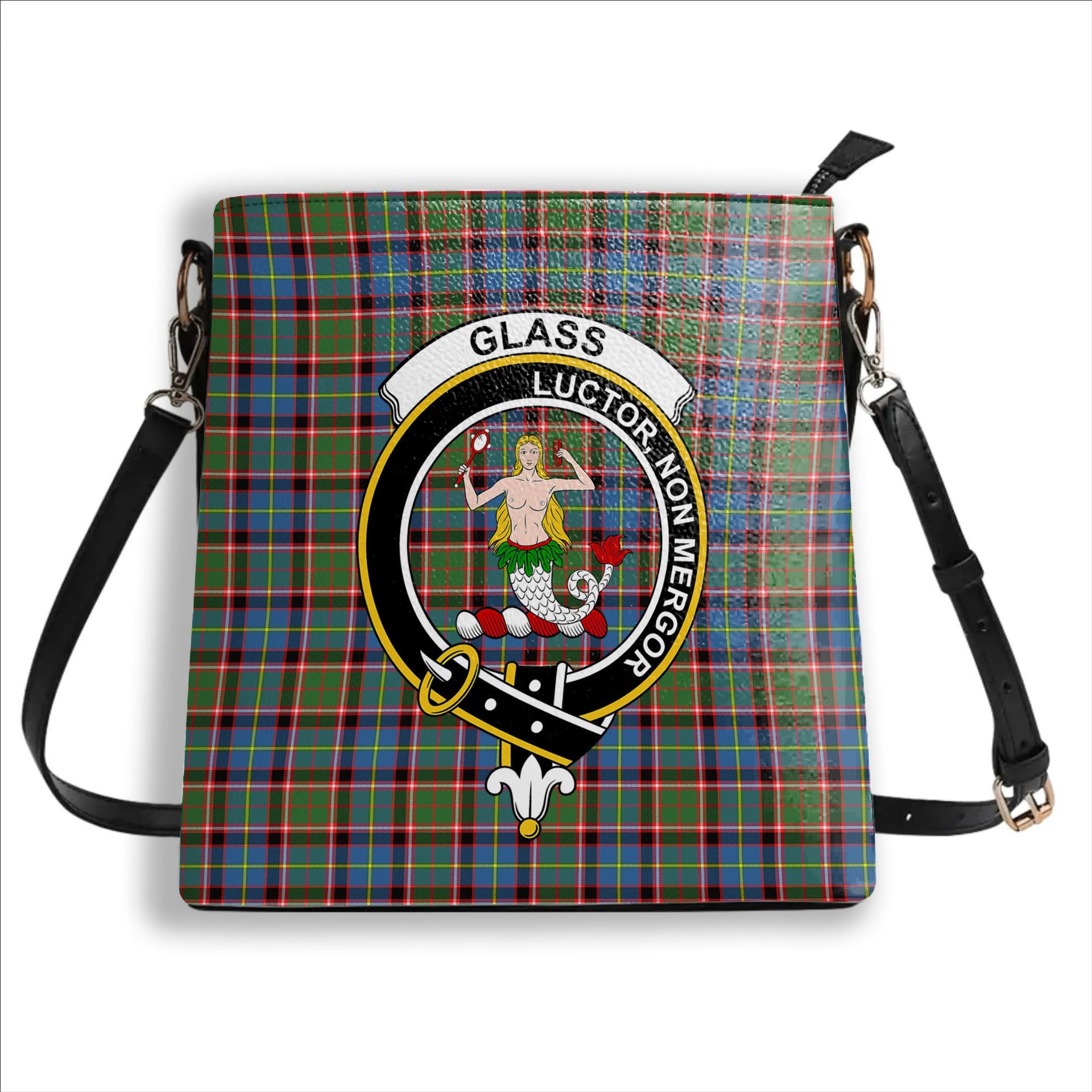ScotsTee Shop Scottish Glass Crest Tartan Bucket Bag Ladies Shoulder Bag Midi