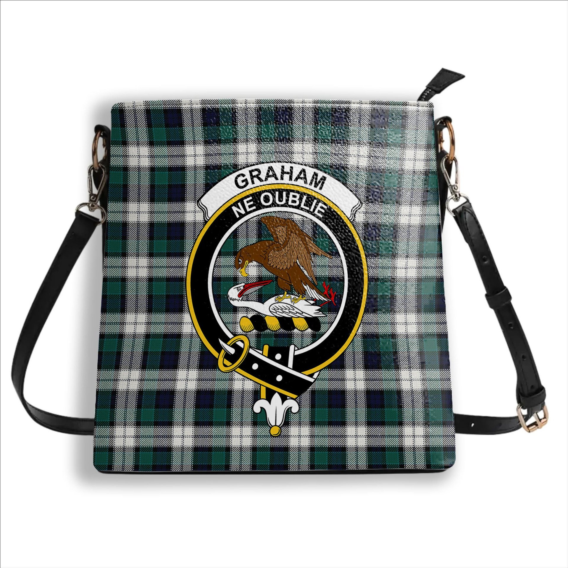 ScotsTee Shop Scottish Graham Dress Modern Crest Tartan Bucket Bag Ladies Shoulder Bag Midi
