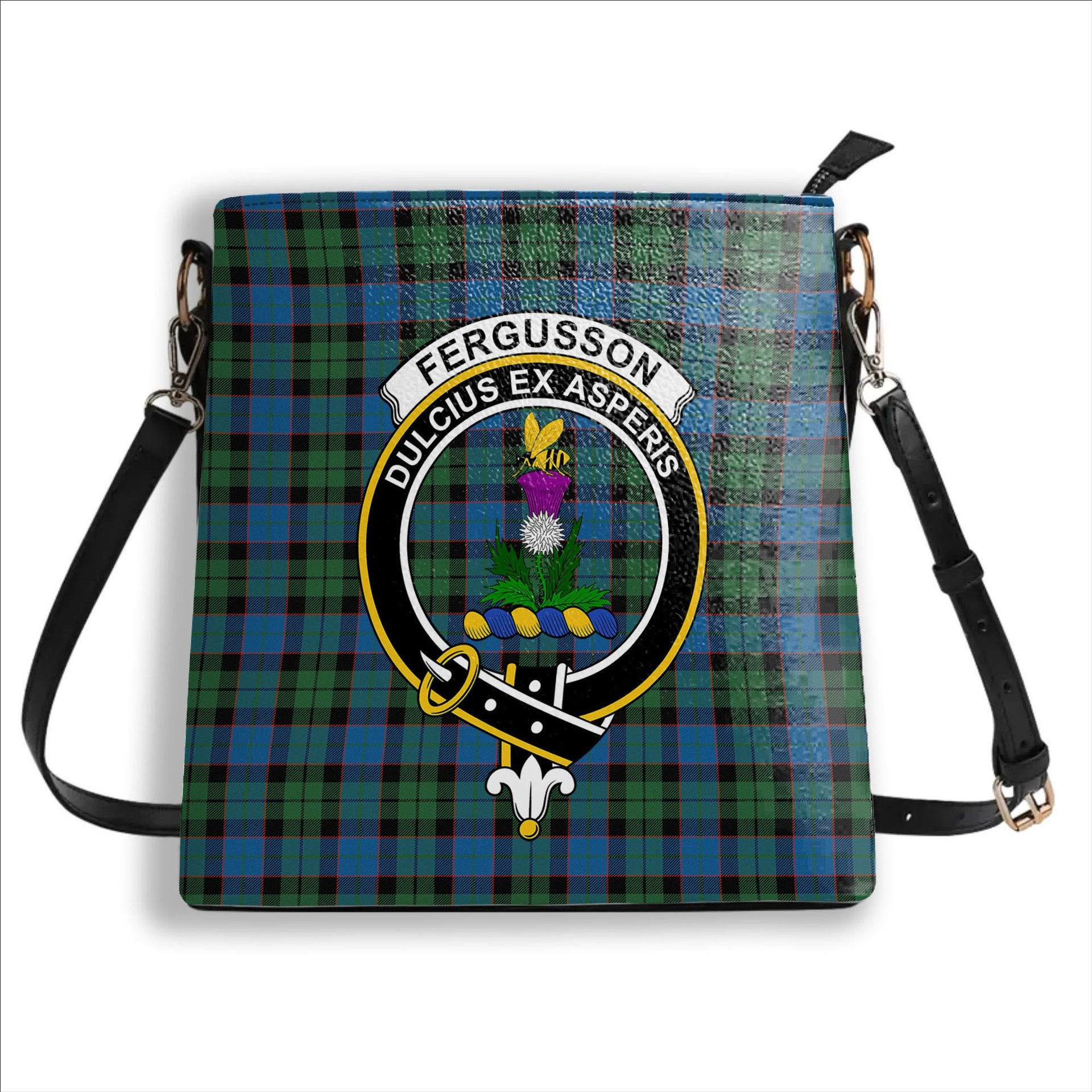 ScotsTee Shop Scottish Ferguson of Balquhidder Ancient Crest Tartan Bucket Bag Ladies Shoulder Bag Midi