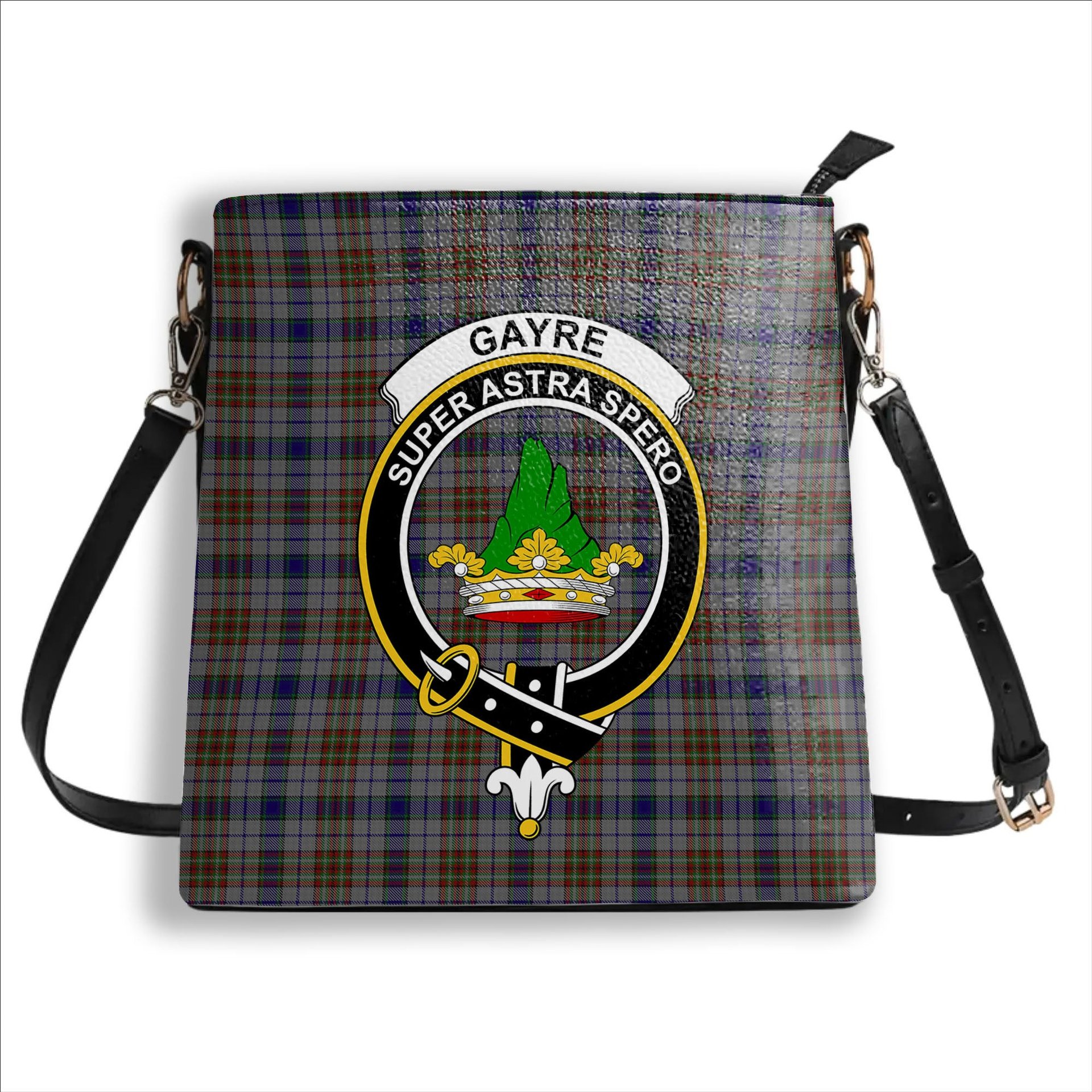 ScotsTee Shop Scottish Gayre Hunting Crest Tartan Bucket Bag Ladies Shoulder Bag Midi