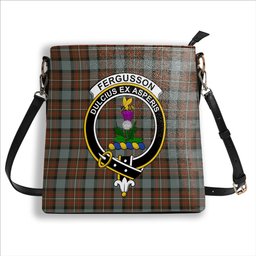ScotsTee Shop Scottish Ferguson Weathered Crest Tartan Bucket Bag Ladies Shoulder Bag Midi