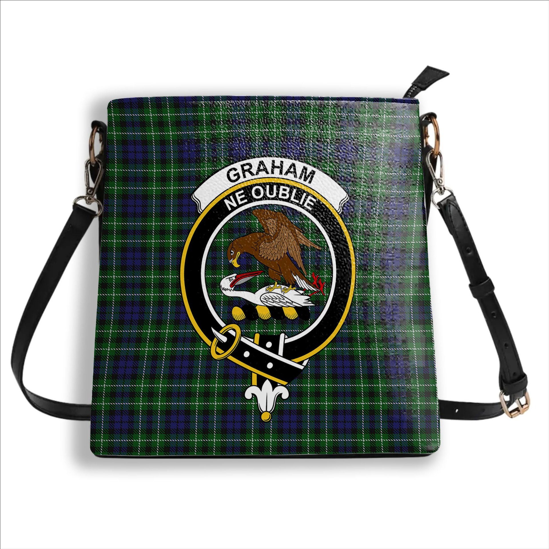 ScotsTee Shop Scottish Graham of Montrose 2 Crest Tartan Bucket Bag Ladies Shoulder Bag Midi