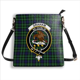 ScotsTee Shop Scottish Graham of Montrose 2 Crest Tartan Bucket Bag Ladies Shoulder Bag Midi