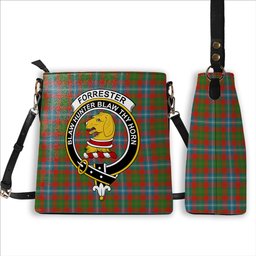 ScotsTee Shop Scottish Forrester Ancient Crest Tartan Bucket Bag Ladies Shoulder Bag Midi