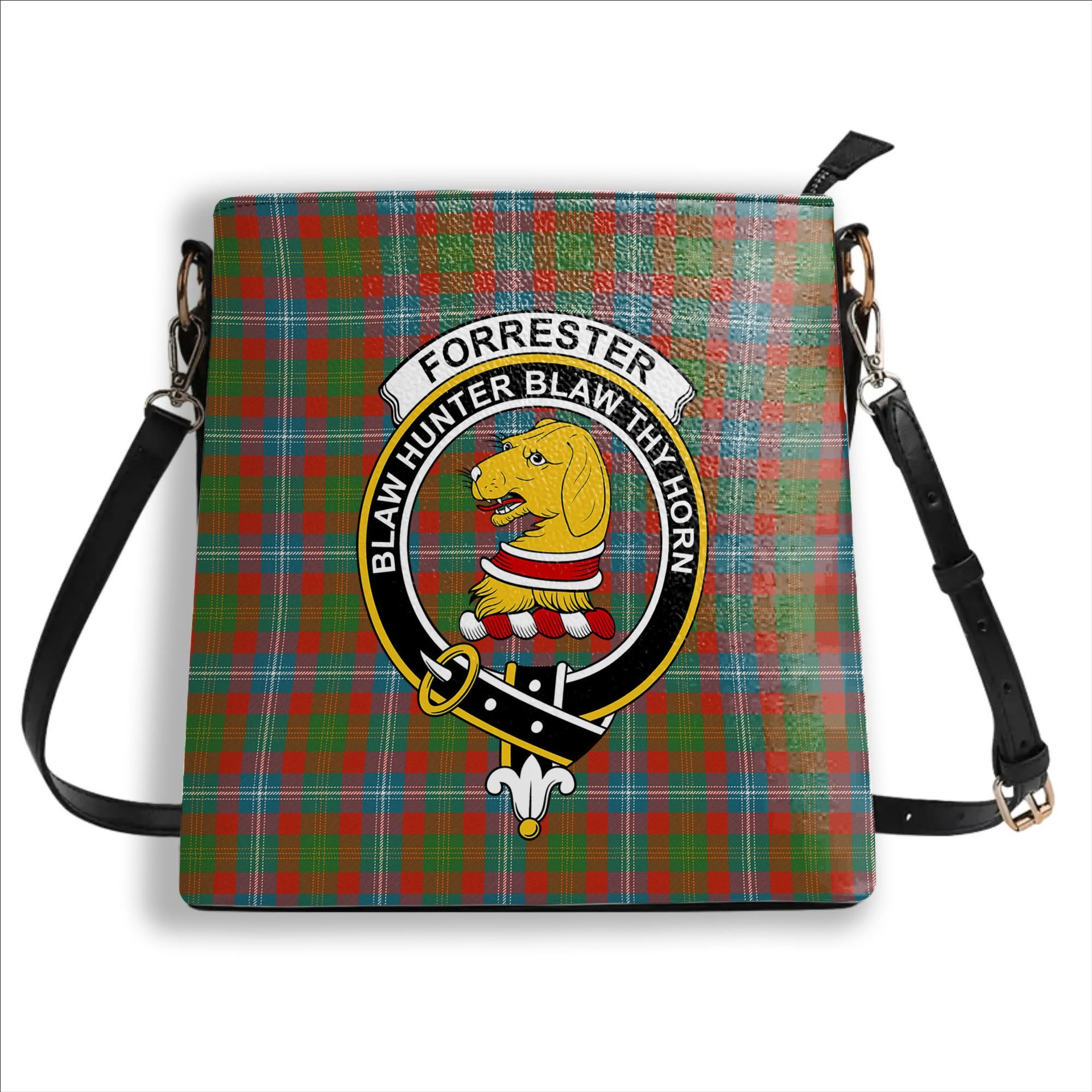 ScotsTee Shop Scottish Forrester Ancient Crest Tartan Bucket Bag Ladies Shoulder Bag Midi