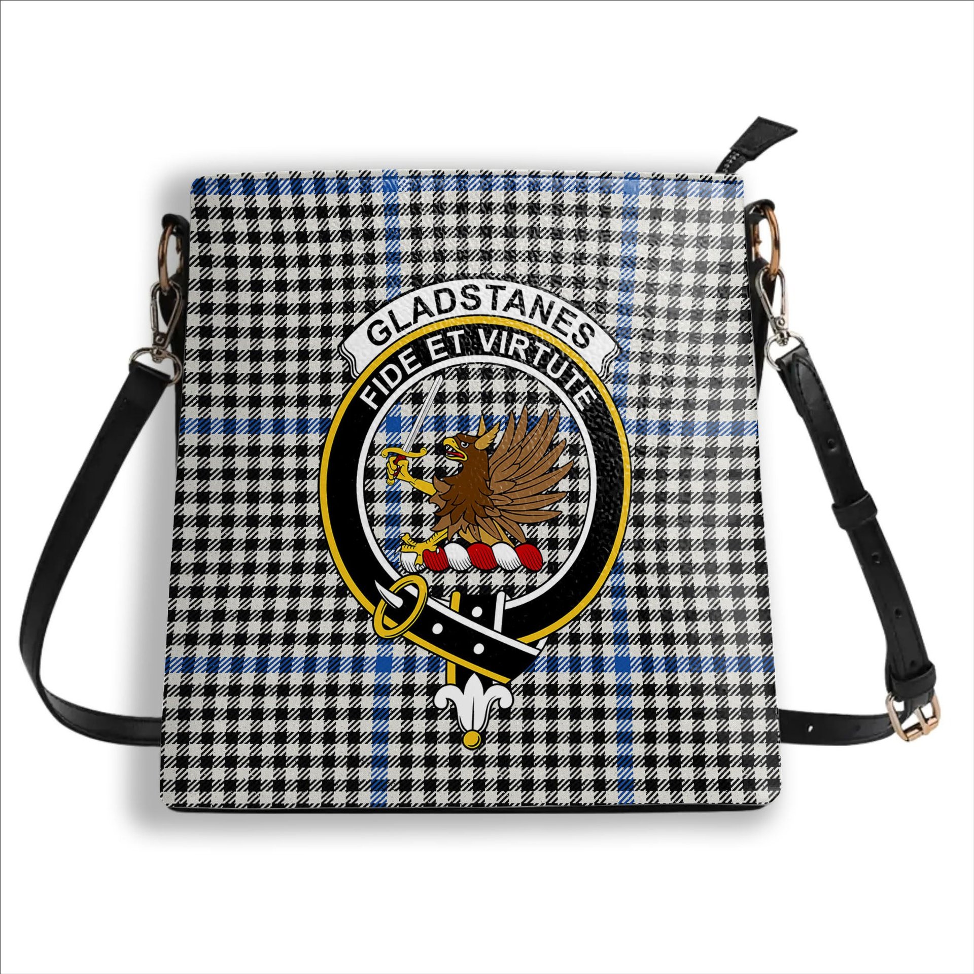 ScotsTee Shop Scottish Gladstanes Modern Crest Tartan Bucket Bag Ladies Shoulder Bag Midi