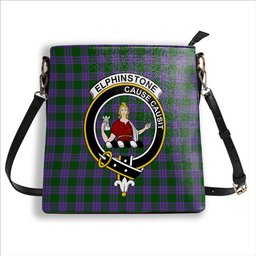 ScotsTee Shop Scottish Elphinstone Crest Tartan Bucket Bag Ladies Shoulder Bag Midi