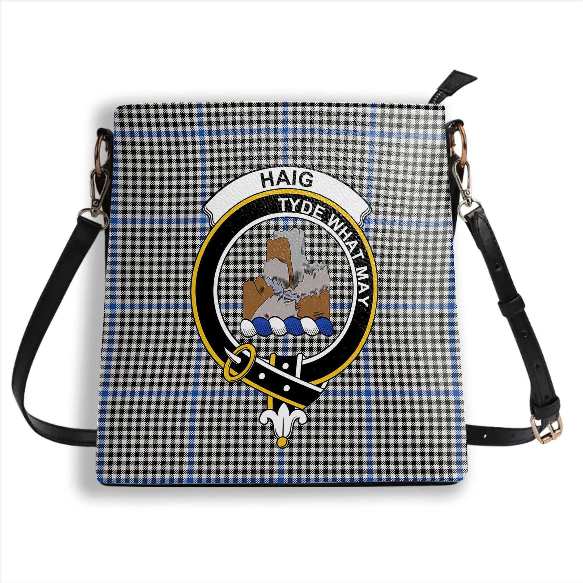 ScotsTee Shop Scottish Haig Modern Crest Tartan Bucket Bag Ladies Shoulder Bag Midi