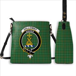 ScotsTee Shop Scottish Galloway Hunting Ancient Crest Tartan Bucket Bag Ladies Shoulder Bag Midi