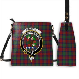 ScotsTee Shop Scottish Fraser of Altyre Modern Crest Tartan Bucket Bag Ladies Shoulder Bag Midi