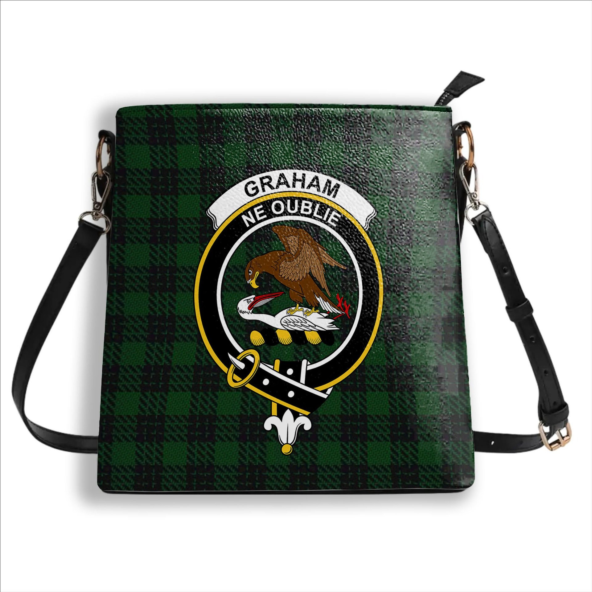 ScotsTee Shop Scottish Graham Crest Tartan Bucket Bag Ladies Shoulder Bag Midi