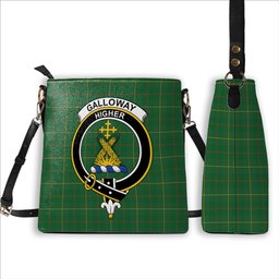 ScotsTee Shop Scottish Galloway Green Ancient Crest Tartan Bucket Bag Ladies Shoulder Bag Midi