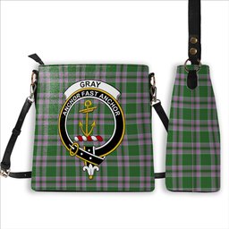 ScotsTee Shop Scottish Gray Hunting Ancient Crest Tartan Bucket Bag Ladies Shoulder Bag Midi
