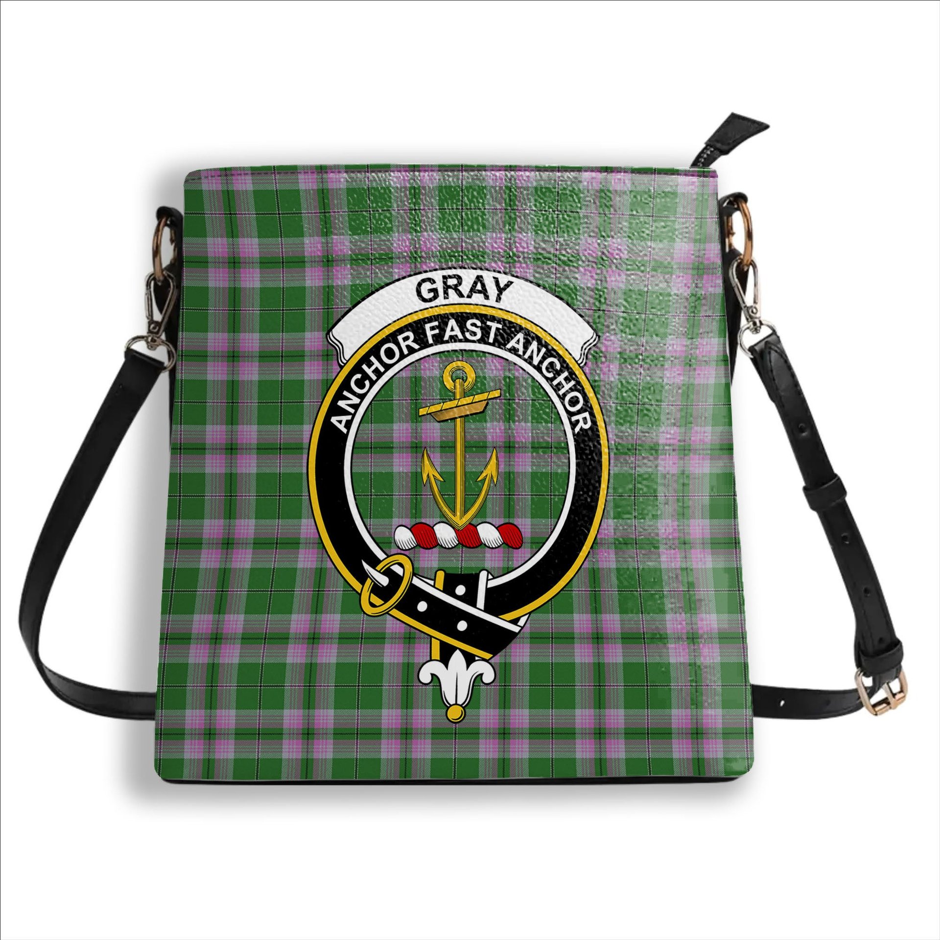 ScotsTee Shop Scottish Gray Hunting Ancient Crest Tartan Bucket Bag Ladies Shoulder Bag Midi