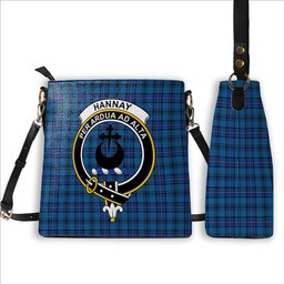 ScotsTee Shop Scottish Hannay Blue Modern Crest Tartan Bucket Bag Ladies Shoulder Bag Midi