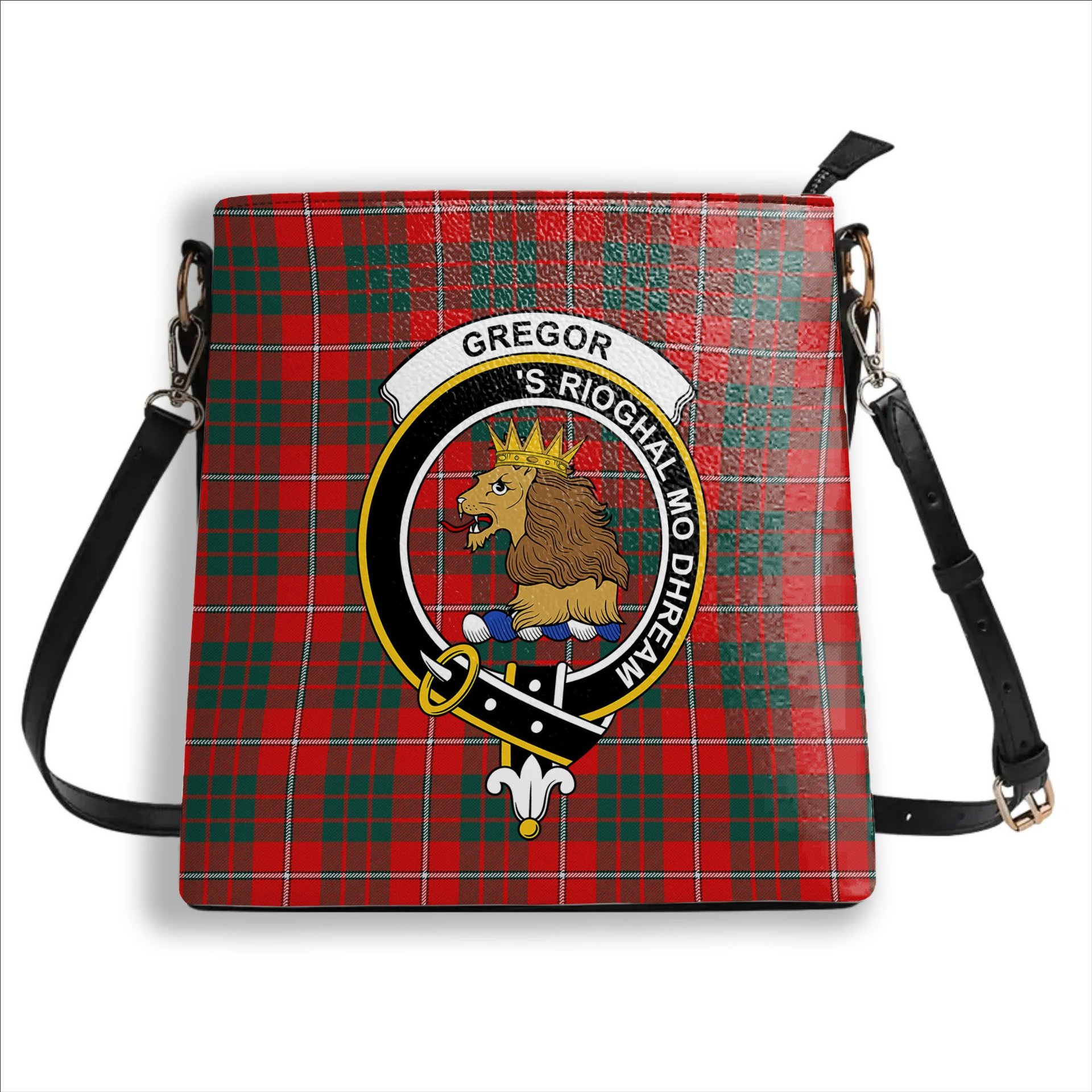 ScotsTee Shop Scottish Gregor of Balquhidder Modern Crest Tartan Bucket Bag Ladies Shoulder Bag Midi