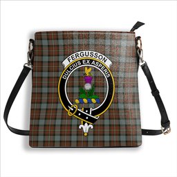 ScotsTee Shop Scottish Fergusson Weathered Crest Tartan Bucket Bag Ladies Shoulder Bag Midi