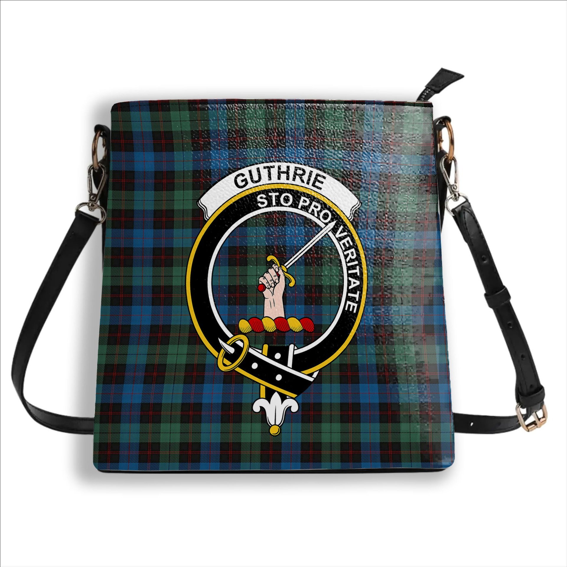 ScotsTee Shop Scottish Guthrie Crest Tartan Bucket Bag Ladies Shoulder Bag Midi