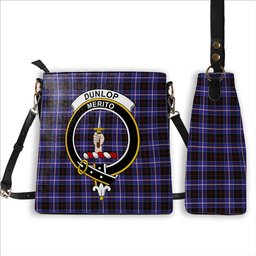 ScotsTee Shop Scottish Dunlop Modern Crest Tartan Bucket Bag Ladies Shoulder Bag Midi