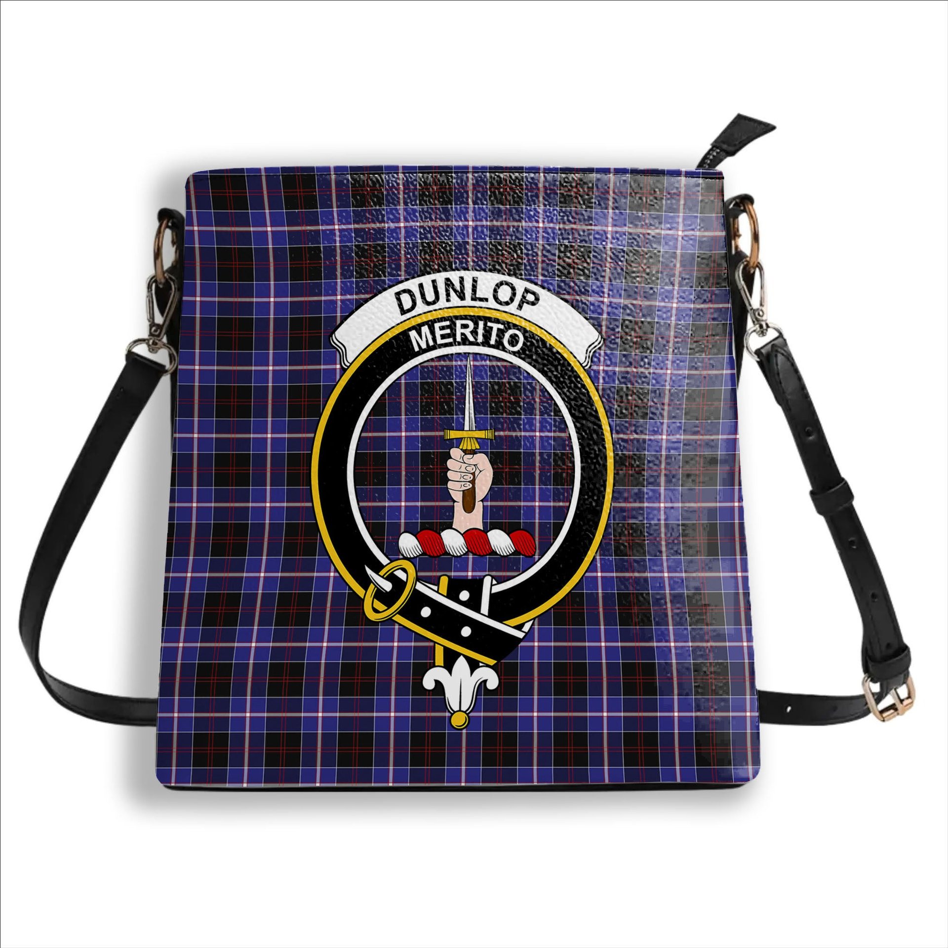 ScotsTee Shop Scottish Dunlop Modern Crest Tartan Bucket Bag Ladies Shoulder Bag Midi