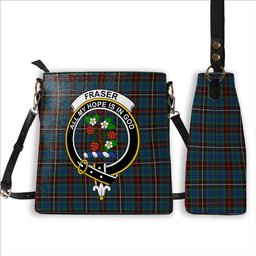 ScotsTee Shop Scottish Fraser Hunting Ancient Crest Tartan Bucket Bag Ladies Shoulder Bag Midi