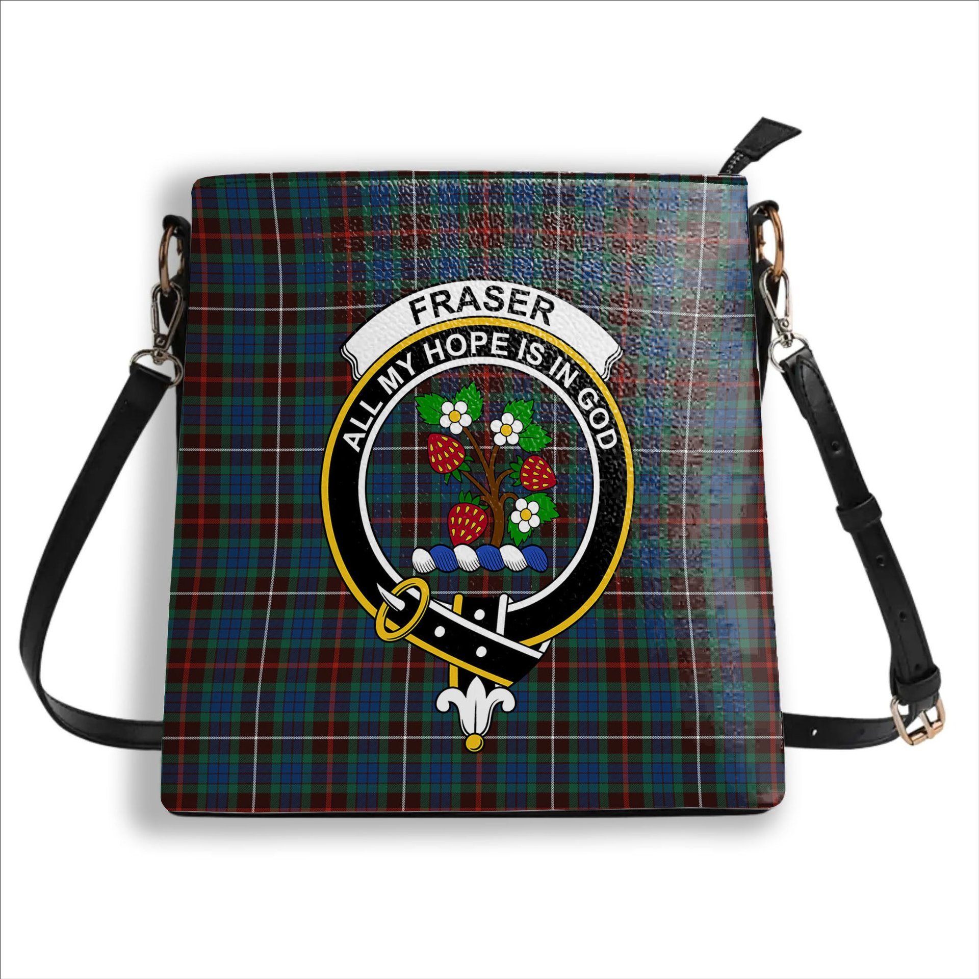 ScotsTee Shop Scottish Fraser Hunting Ancient Crest Tartan Bucket Bag Ladies Shoulder Bag Midi