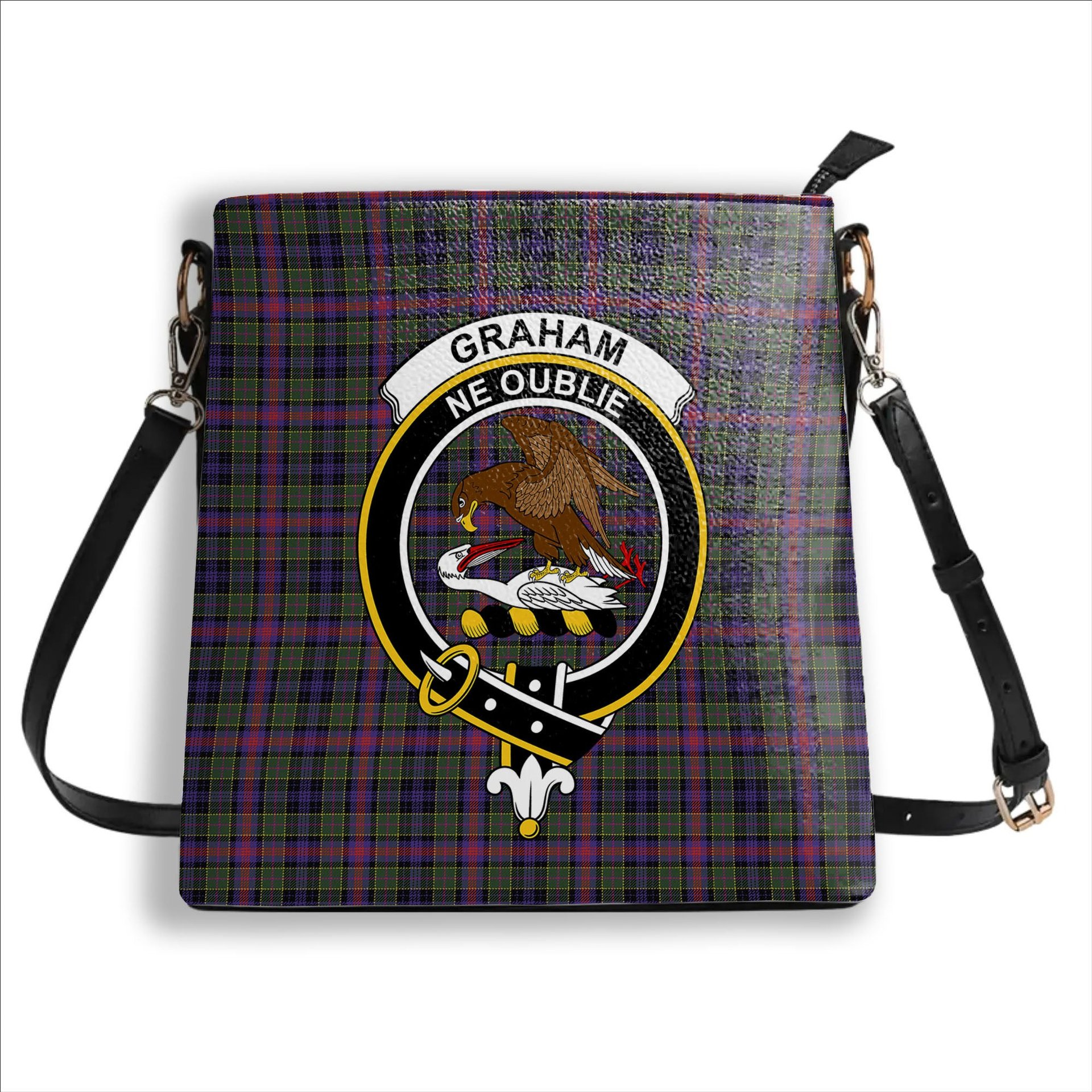 ScotsTee Shop Scottish Graham of Airth Modern Crest Tartan Bucket Bag Ladies Shoulder Bag Midi