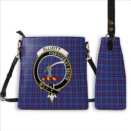ScotsTee Shop Scottish Elliot Modern Crest Tartan Bucket Bag Ladies Shoulder Bag Midi