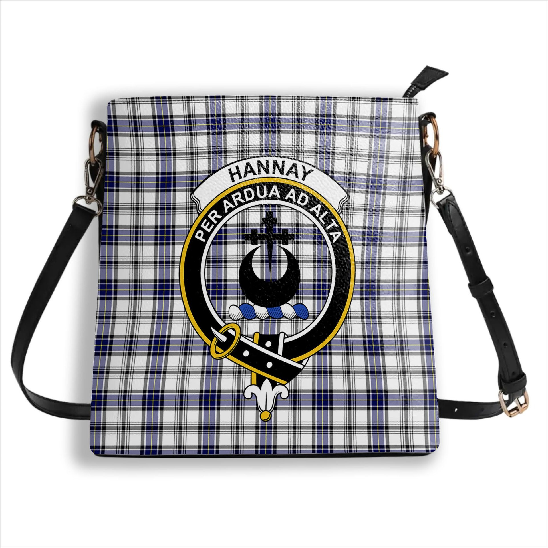 ScotsTee Shop Scottish Hannay Modern Crest Tartan Bucket Bag Ladies Shoulder Bag Midi