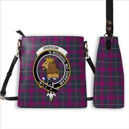 ScotsTee Shop Scottish Gregor Hunting Modern Crest Tartan Bucket Bag Ladies Shoulder Bag Midi