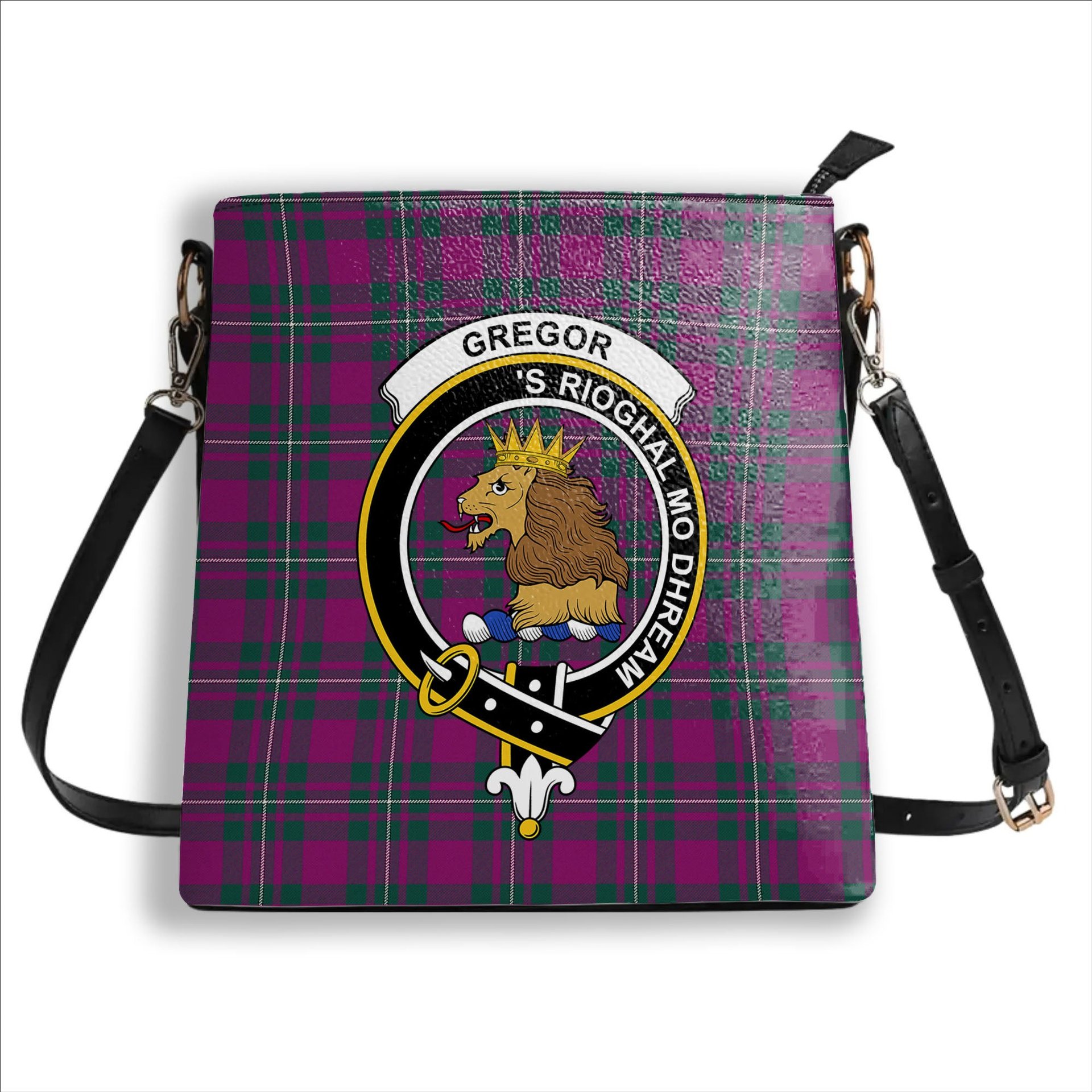 ScotsTee Shop Scottish Gregor Hunting Modern Crest Tartan Bucket Bag Ladies Shoulder Bag Midi
