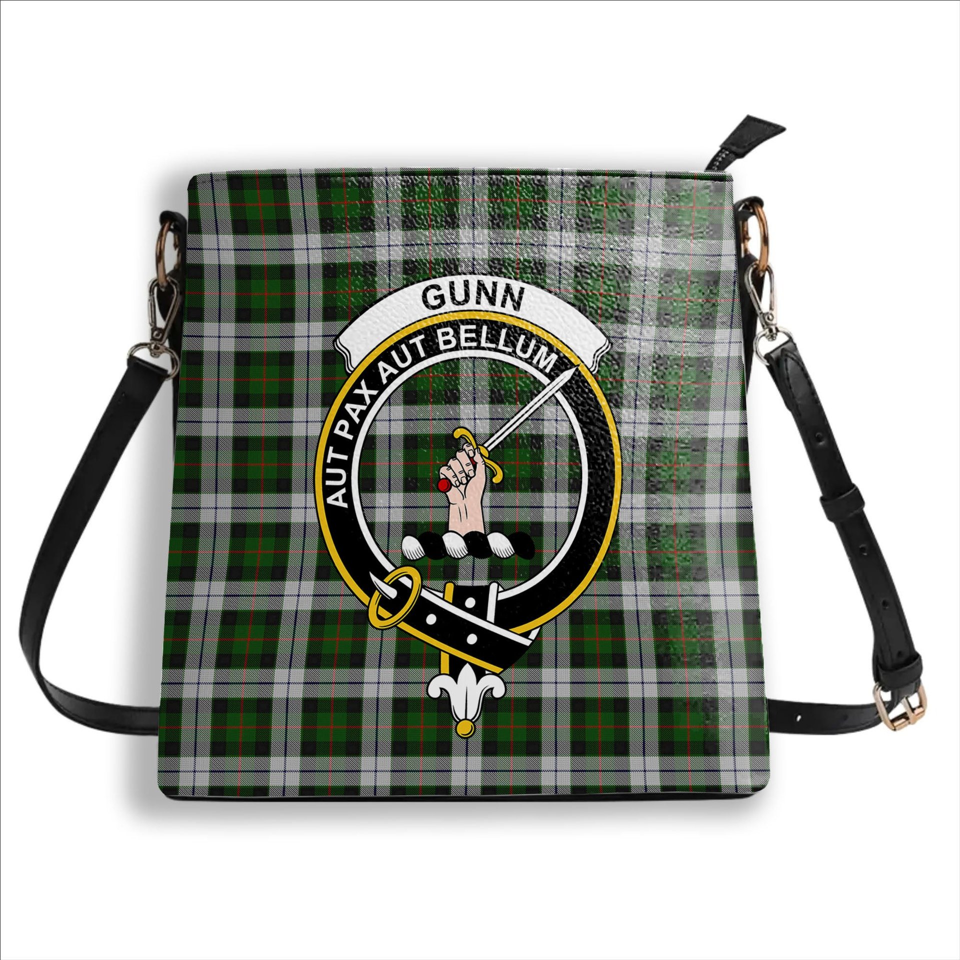 ScotsTee Shop Scottish Gunn Mrs Jane of Kirkhill House Wick Crest Tartan Bucket Bag Ladies Shoulder Bag Midi